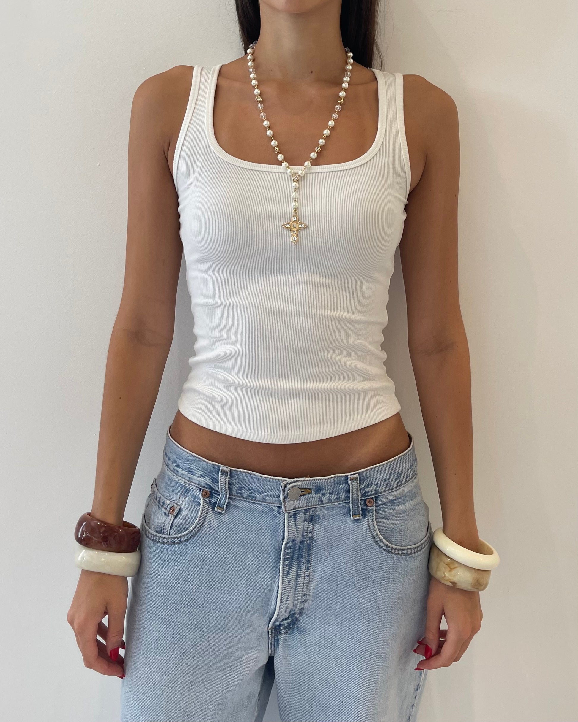 Drop Down Cross Pendant Necklace