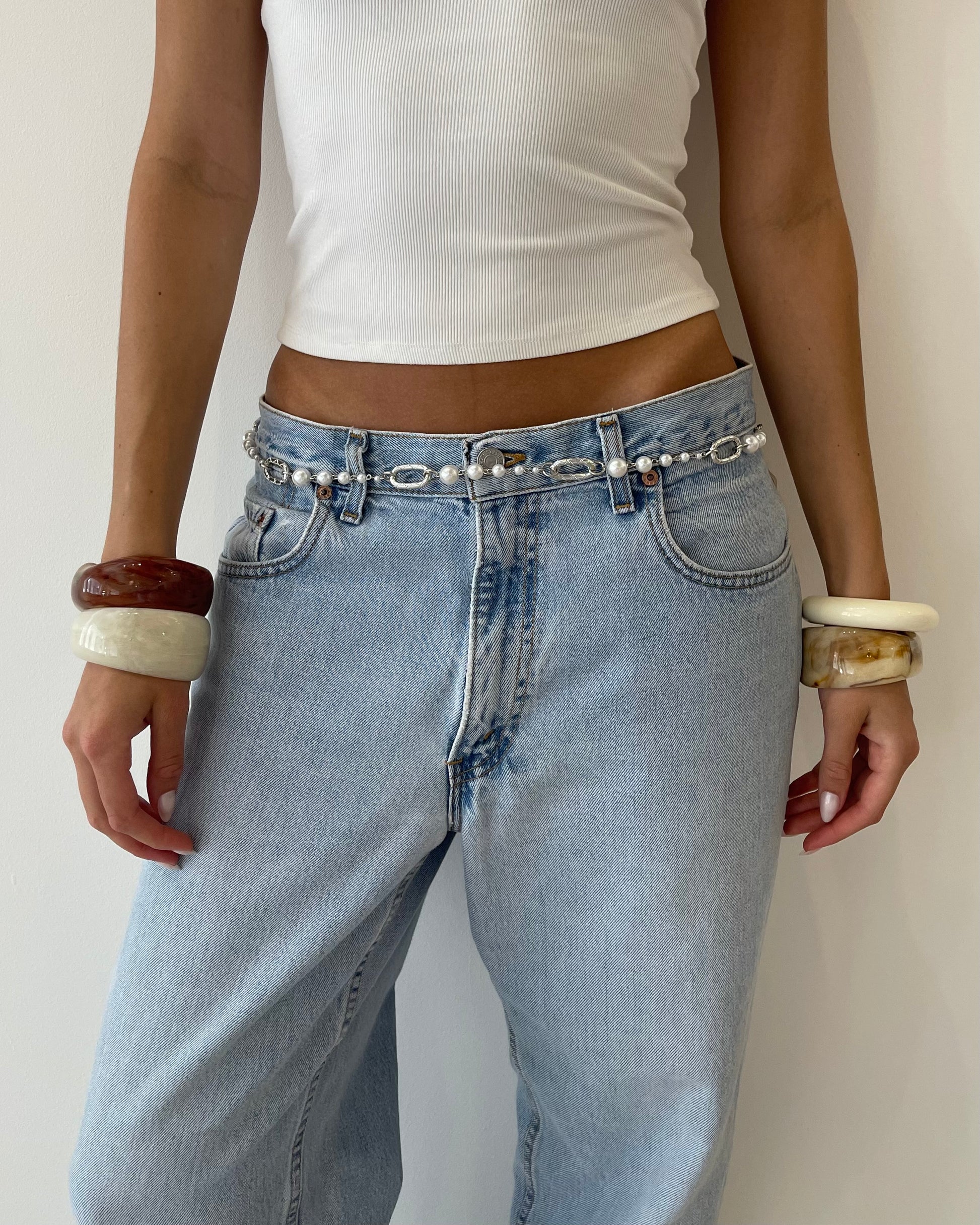 Beaded Chain Belt (Silver)