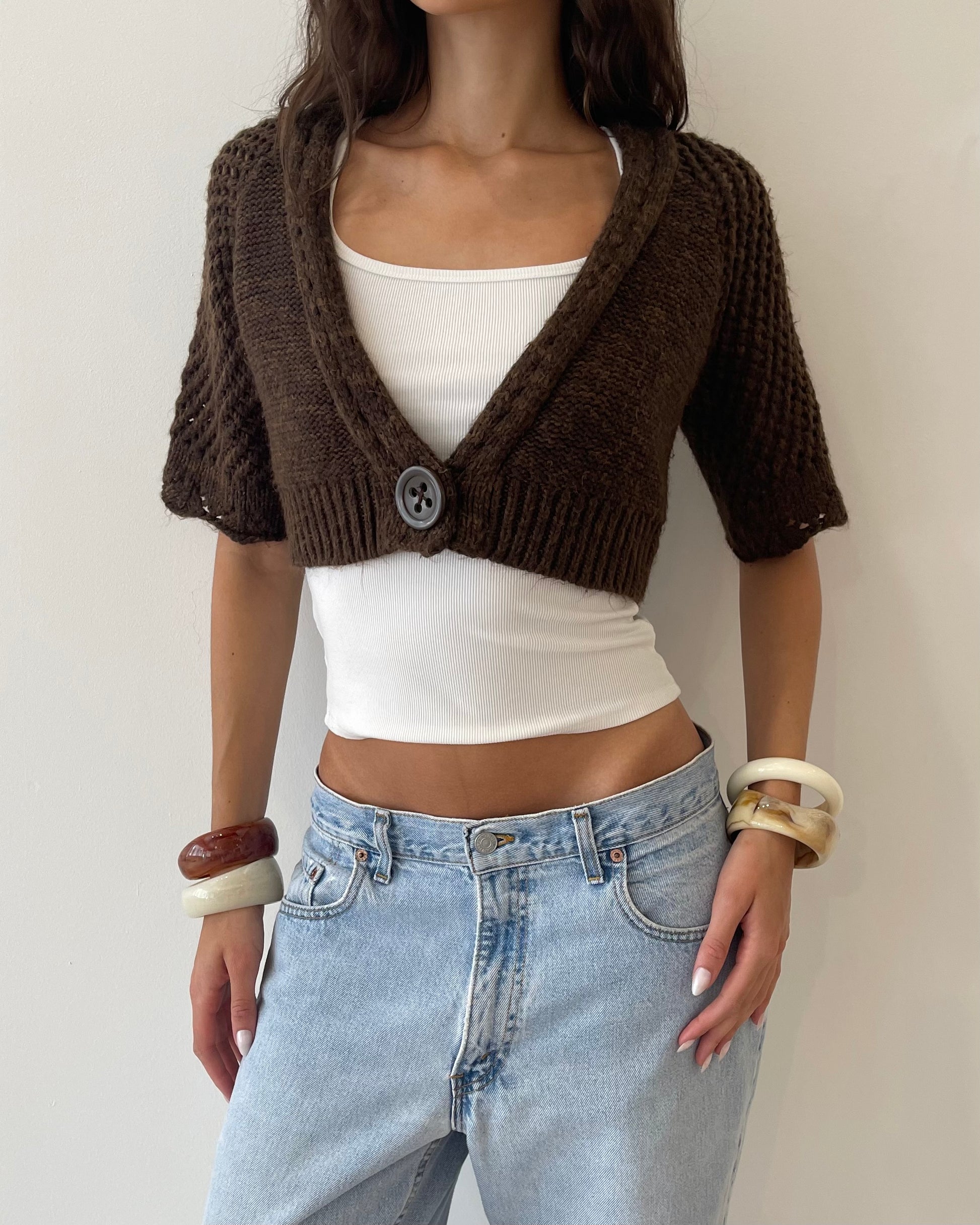 Brown Cropped Cardigan LG
