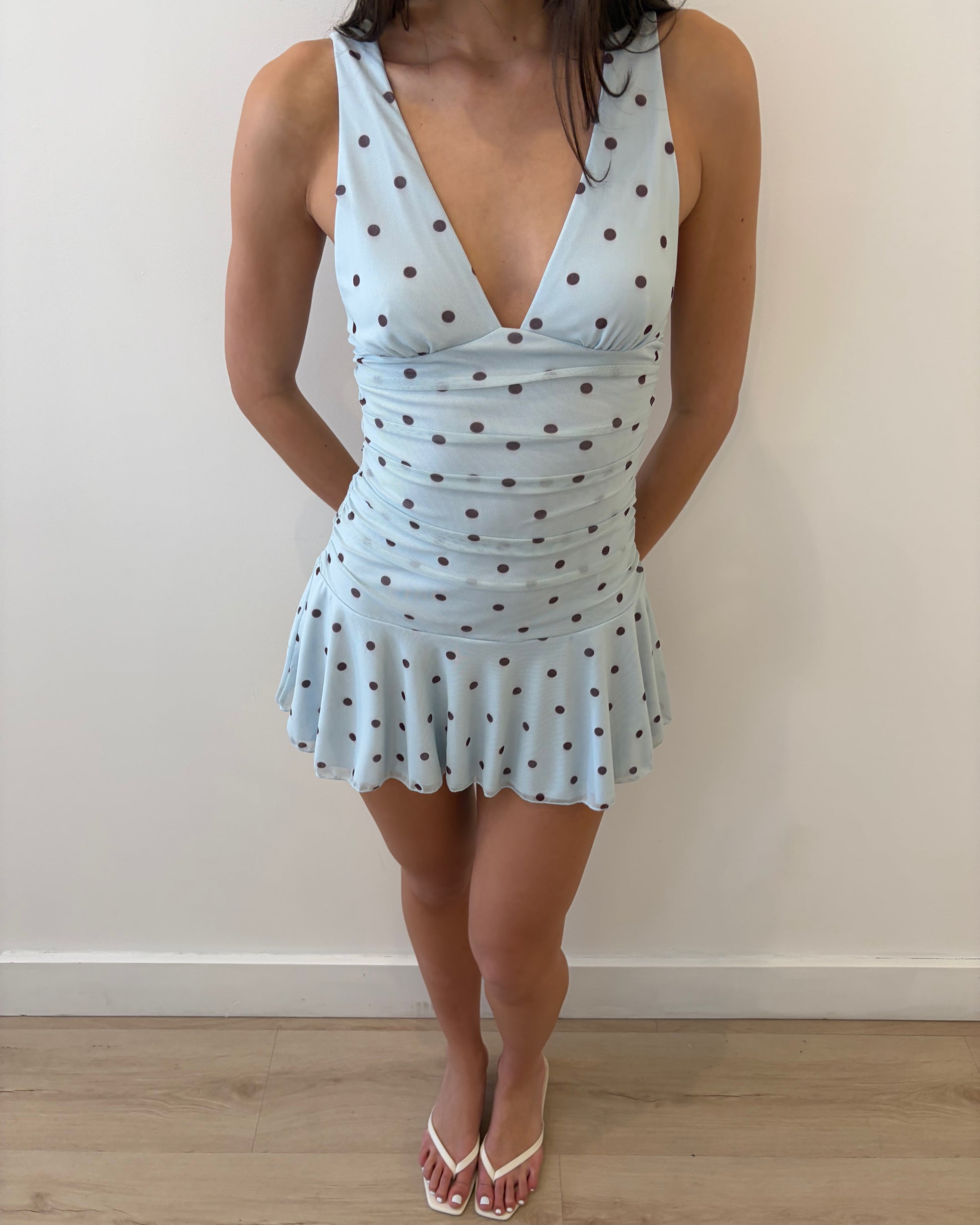 Ava Dress (Blue Polka Dot)